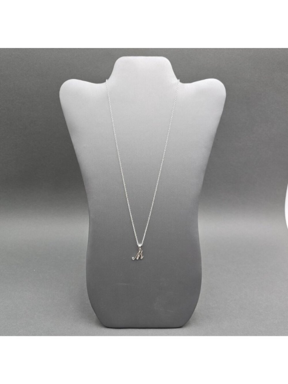 Sterling Silver Diamond Initial M Pendant Necklace 22" Personalized Jewelry 925 - Picture 2 of 8